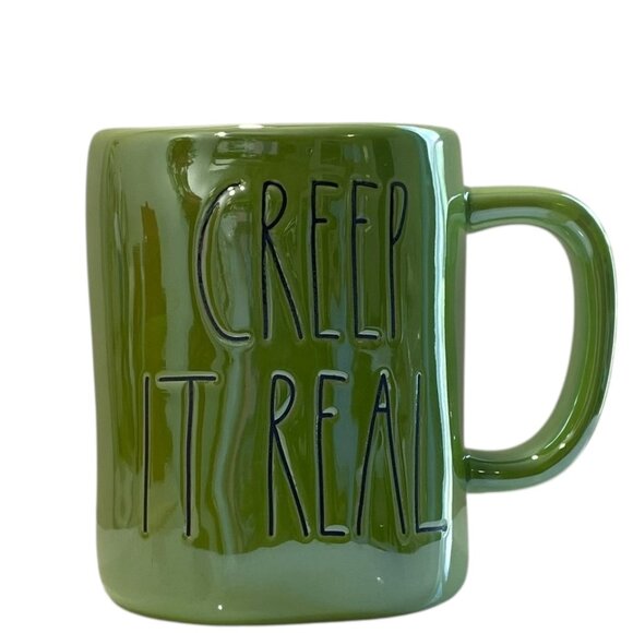 Rae Dunn Mug Cup "Creep It Real" Irredesent Green Halloween Party Ceramic New - Picture 1 of 6